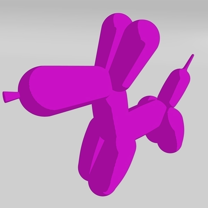 3D render of a pink ballon animal in the shape of a dog